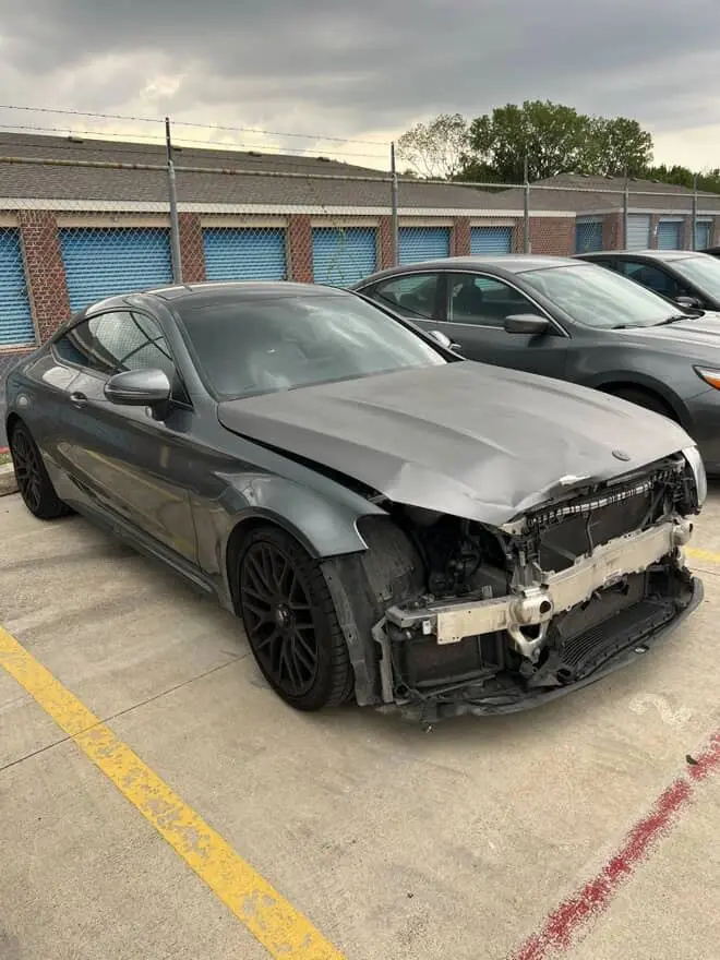Mercedes-AMG with a damaged front end