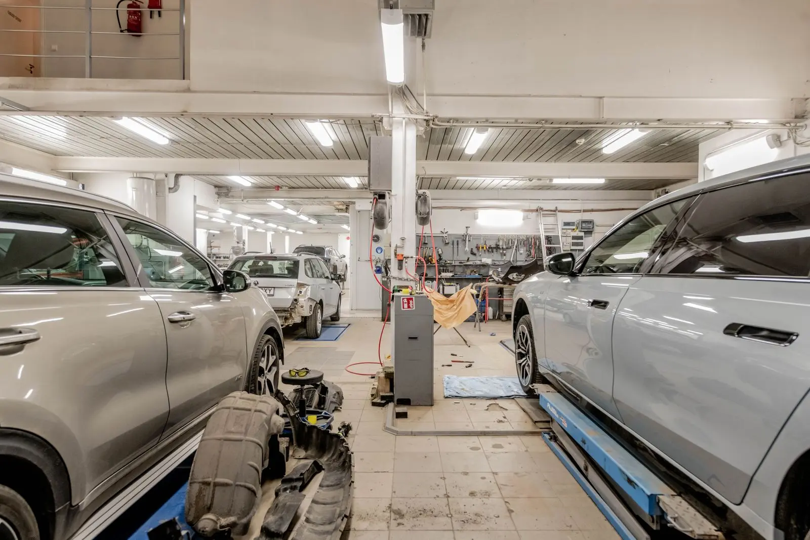 Clean, well-lit auto repair workshop
